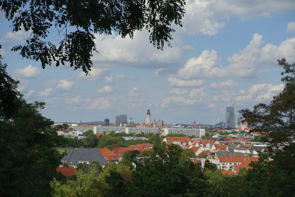 Die Aussicht auf Leipzig spricht Bände über die Höhe des Fockebergs. Die Läufer erklimmen am Samstag bis zu sechsmal sein Plateau.