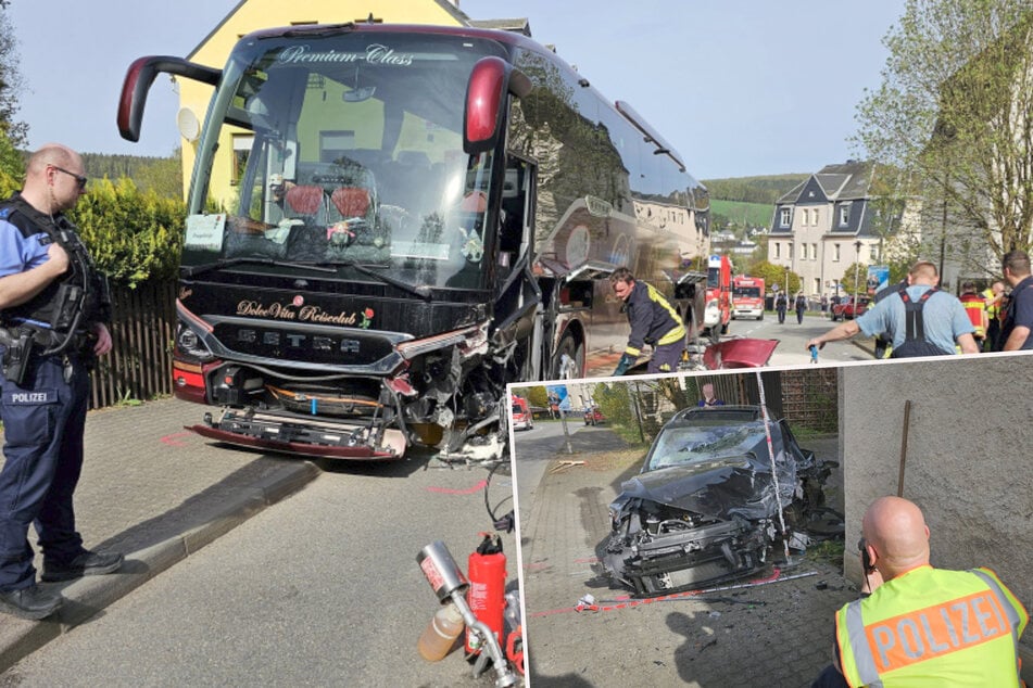 Mehrere Verletzte bei heftigem Bus-Crash im Erzgebirge