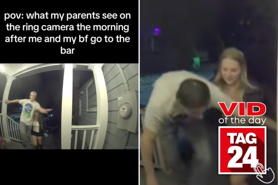 This couple's tipsy tumble on the Ring camera is causing TikTok viewers to crack up!