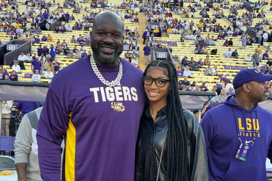 Angel Reese (r) revealed that NBA legend Shaquille O'Neal checked in on her daily during her four-game absence.