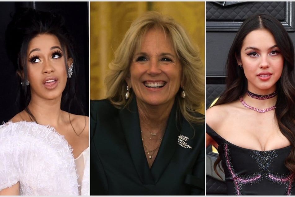 (From l to r:) Cardi B, First Lady Jill Biden, and Olivia Rodrigo have all been confirmed to present at the 2023 Grammy Awards.