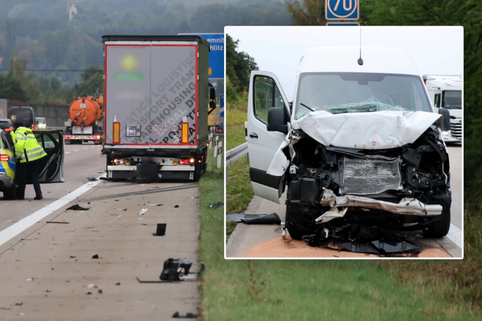 Unfall A4: Zwei Unfälle auf A4 bei Chemnitz: Transporter krachen gegen Lastwagen