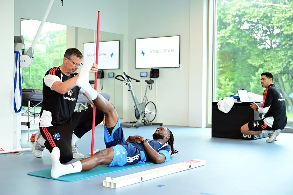Jordan Torunarigha (28, M.) beim obligatorischen Leistungstest im Athleticum.