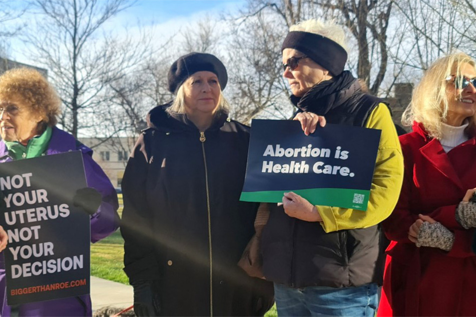 Abortion rights advocates protest for reproductive freedom in front of the J. Marvin Jones Federal Building and Courthouse in Amarillo, Texas.