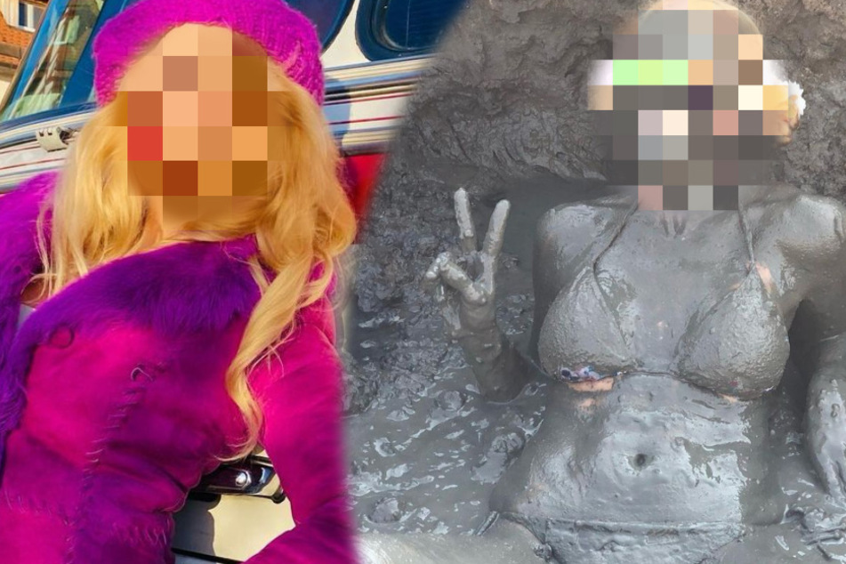 Schmutziges Mädchen: Welche TV-Blondine suhlt sich denn hier halbnackt im Dreck?