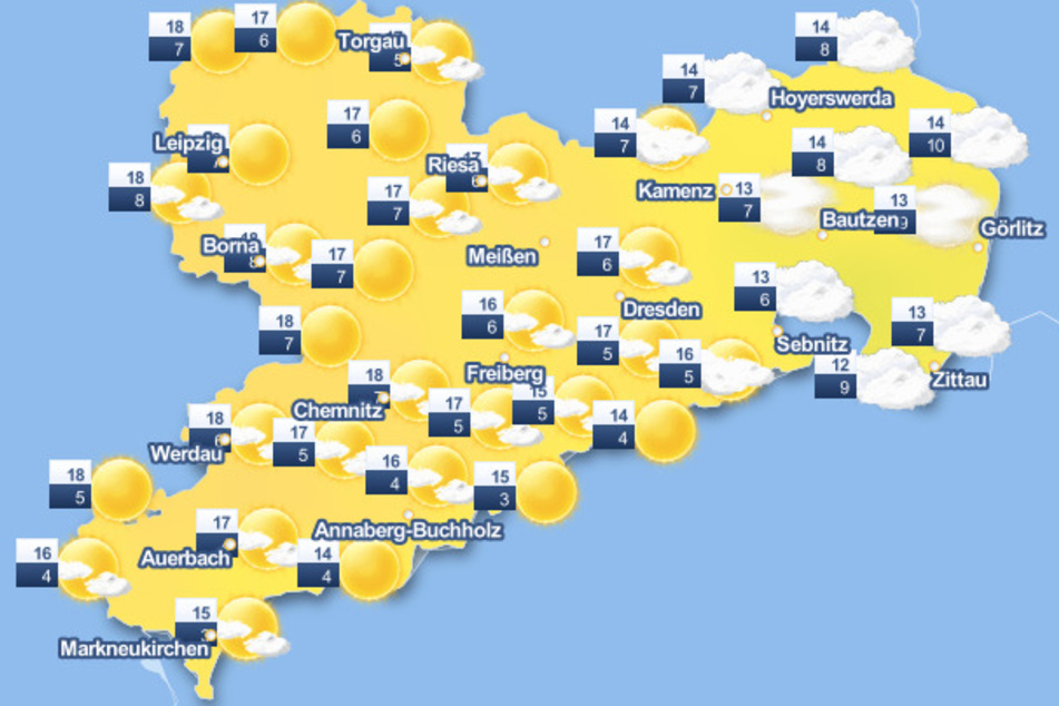 Am Donnerstag schaffen es die Höchstwerte nicht an die 20 Grad Marke.