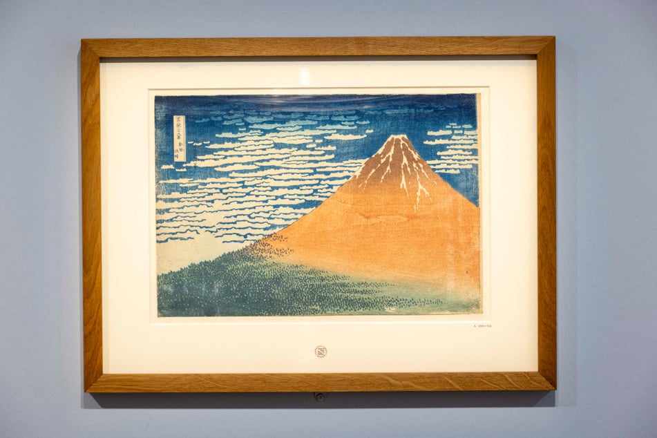 "Utamaro, Hokusai, Hiroshige und die Grafik der Moderne", auf dem Foto Katsushika Kousai, Fuji, Südwind, Klares Wetter um 1831.