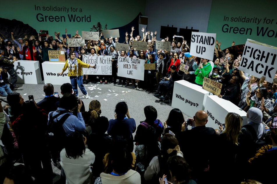 Protesters at COP29 demanded that wealthy countries, whose emissions are largely responsible for the climate crisis, pay they fair share.