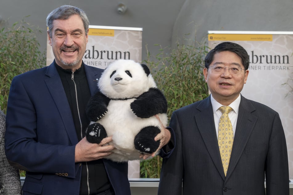 Ministerpräsident Markus Söder, (59, l. CSU) und der chinesische Botschafter Hongbo Deng (60) haben sich auf die Panda-Leihgabe für den Tierpark Hellabrunn geeinigt.