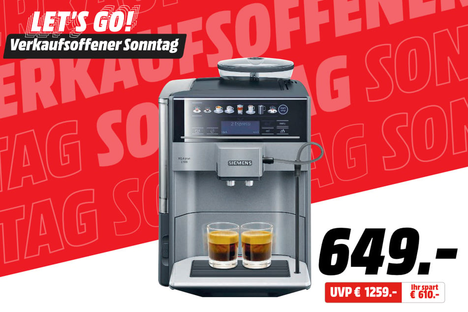 Siemens-Kaffeevollautomat für 649 statt 1.259 Euro.