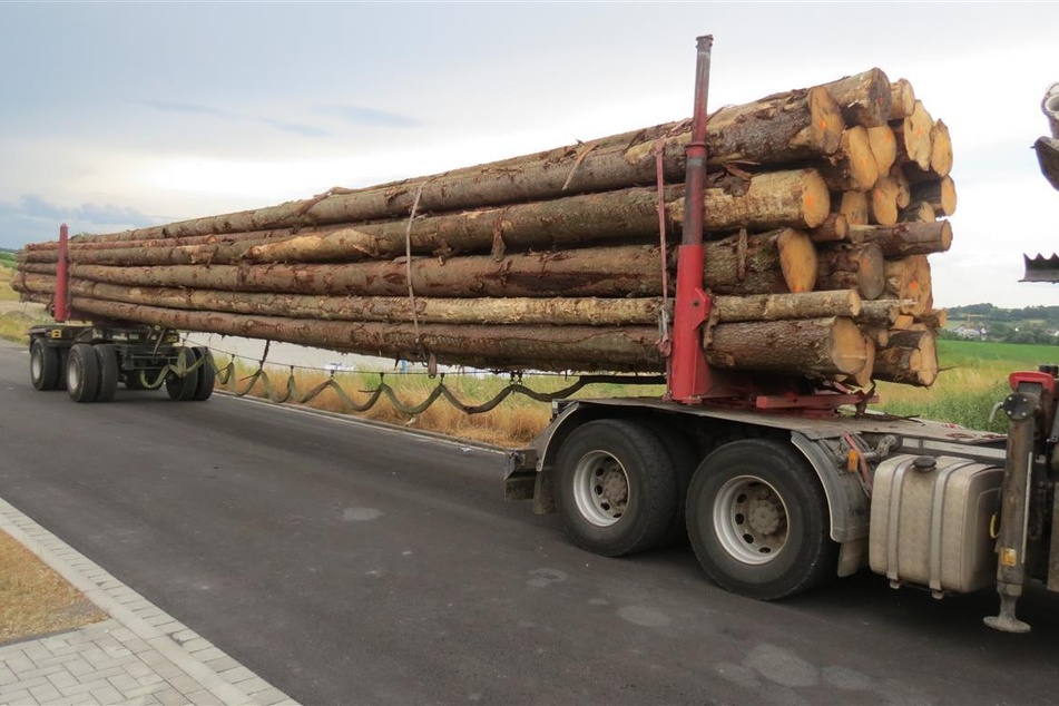 Stolze 51 Tonnen schwer und somit satte elf Tonnen zu viel auf der Waage hatte dieser Langholztransport.