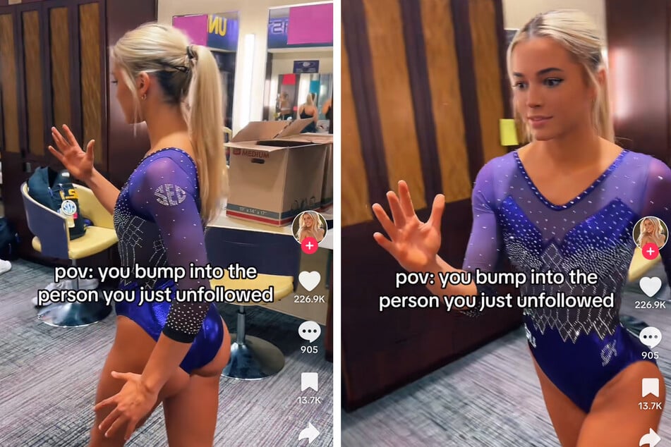 Olivia Dunne shared a new TikTok hilariously capturing the awkwardness of running into someone you just unfollowed on social media.