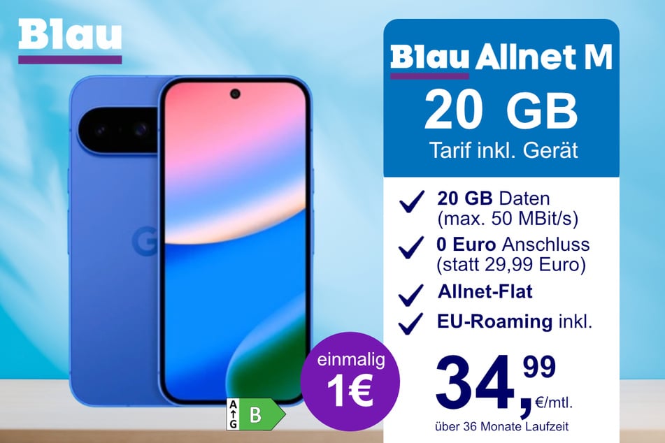 Das neue Google Pixel 10 (128 GB) gibt's zum Verkaufsstart bei Blau für einmalig nur 1 Euro im Vertrag.