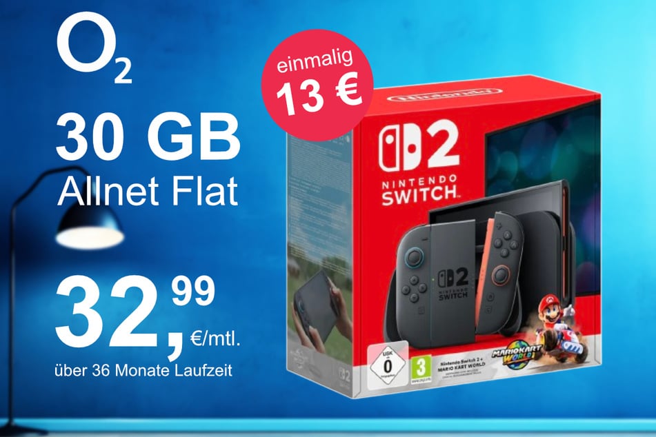 Die Nintendo Switch 2 plus Mario Kart World im o2 Mobile M inkl. 30 GB+ für einmalig nur 13 Euro.
