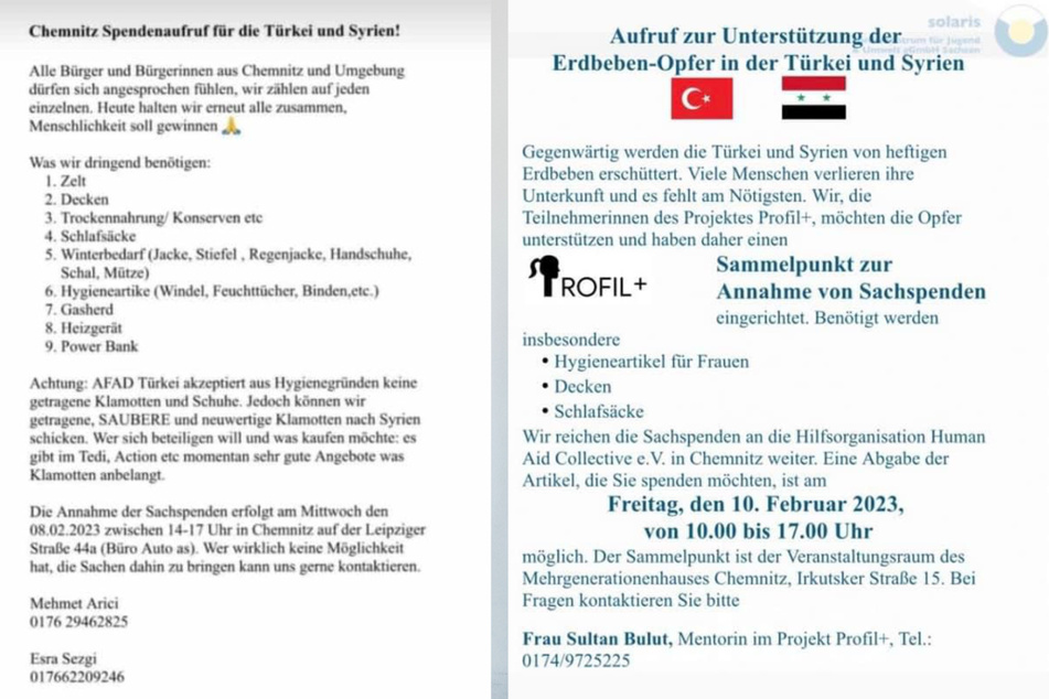 In Chemnitz wird in den Sozialen Netzwerken zum Spendensammeln für die Erdbebenopfer aufgerufen.