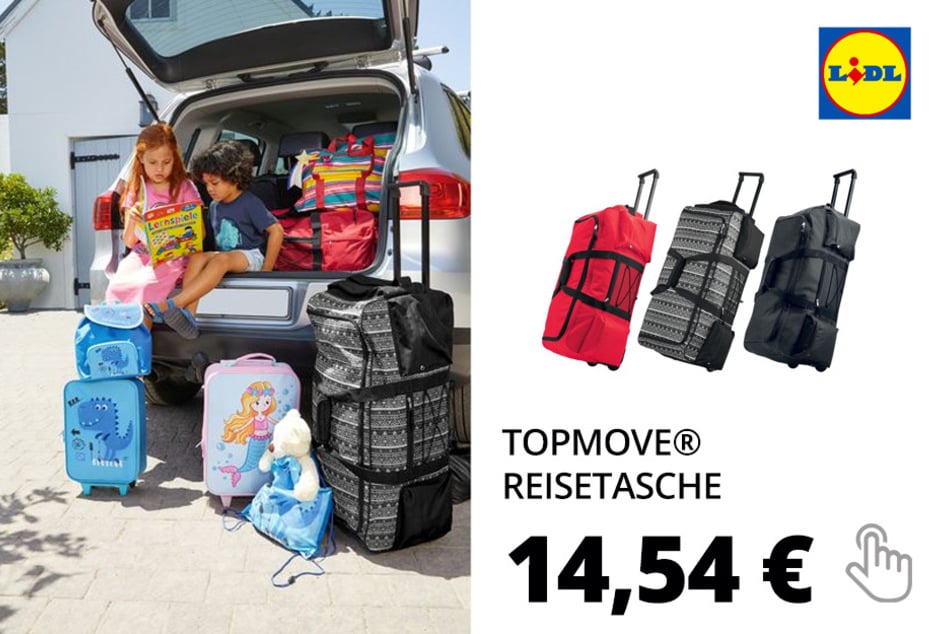 TOPMOVE® Reisetasche, 68L Volumen, maximal 20 kg Füllgewicht, mit Rollen, Trolley-System