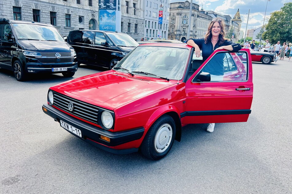 Vor wenigen Wochen traf Kati Witt in Leipzig unverhofft ihren ersten VW Golf wieder - sie war völlig überwältigt. Das Auto steht gerade im Museum.