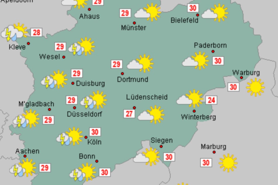 Am Dienstag gibt es in NRW Sonne satt - doch am Abend ziehen Gewitterwolken auf.