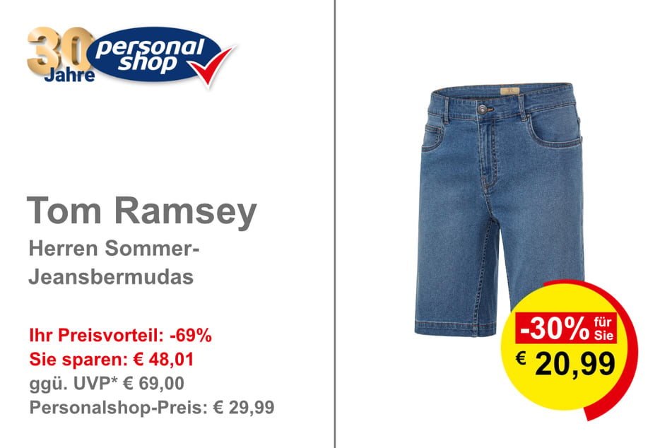 Tom Ramsey Herren Sommer-Jeansbermudas