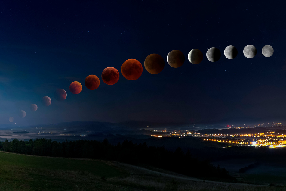 A lunar eclipse happens when the Earth passes between the Moon and the Sun.