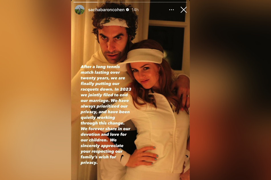 On Friday, actors Sacha Baron Cohen (l.) and Isla Fisher announced that they separated last year and have filed for divorce after 14 years of marriage.