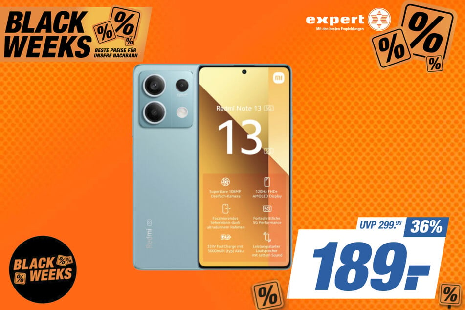 Xiaomi Redmi Note 13 5G für 189 statt 299,90 Euro.