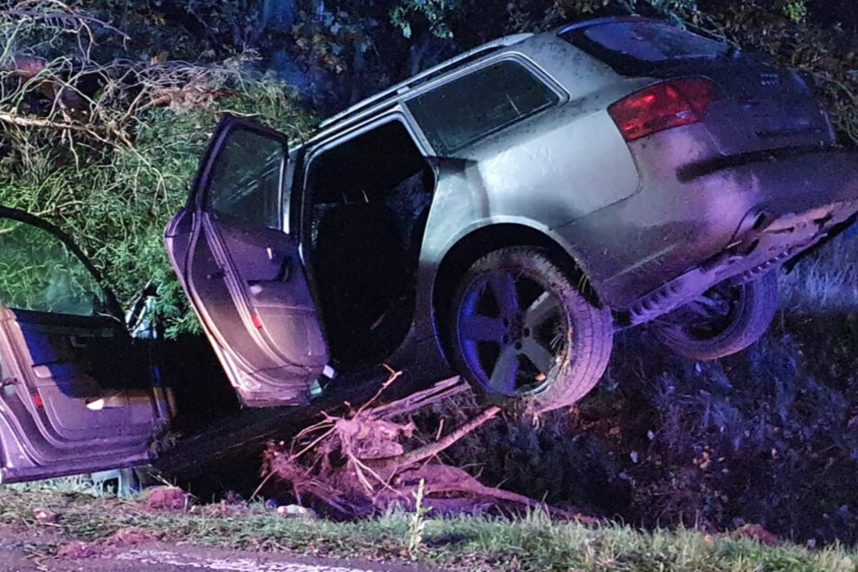 Das Auto kam von der Fahrbahn ab und krachte gegen einen Baum.