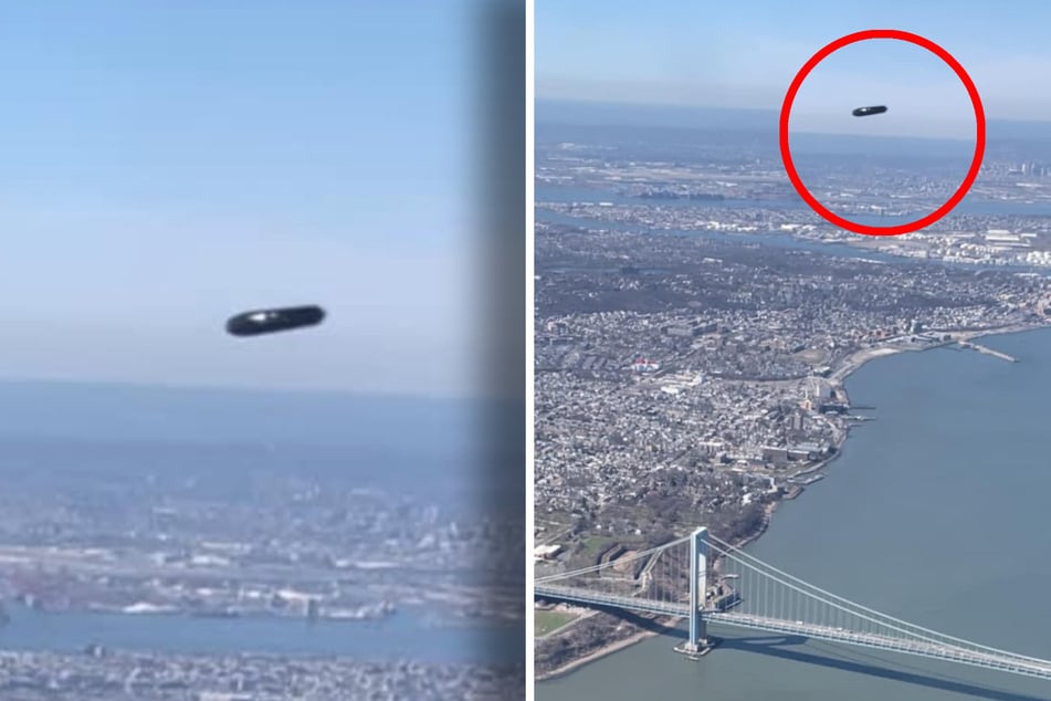Diese Aufnahmen machte eine Fluggästin beim Landeanflug auf New York. Doch was ist das?