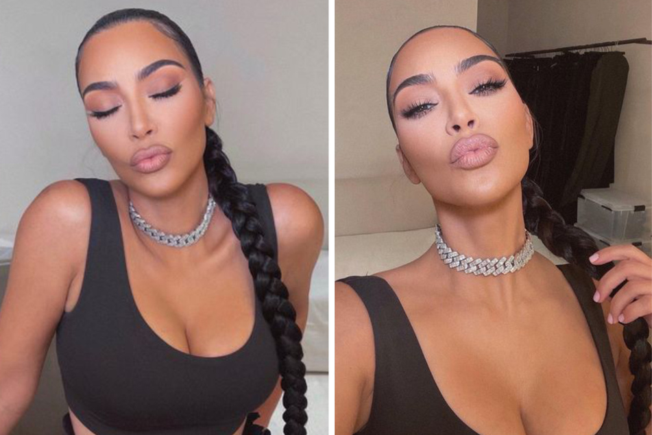 Kim Kardashian shared two new selfies on New Year's Day.
