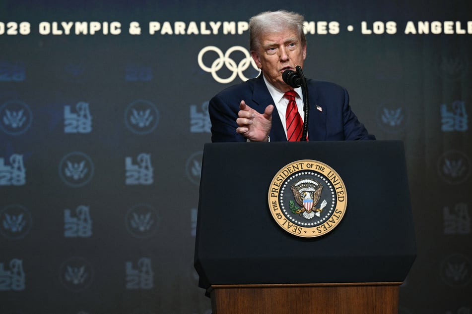 President Donald Trump speaks before signing an executive order on creating a White House 2028 Olympics task force on August 5, 2025.
