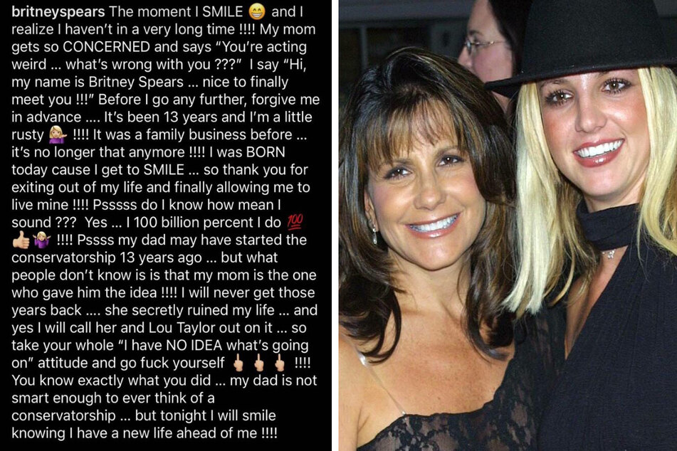 In a now-deleted Instagram post (l.), Britney Spears (r.) publicly outed her mother Lynne on Tuesday.