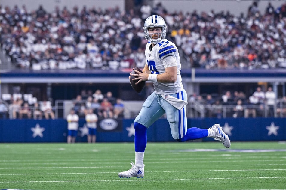 Dallas Cowboys quarterback Cooper Rush won once again while filing in as quarterback against the Washington Commanders during Sunday's game at AT&amp;T Stadium in Arlington, Texas.