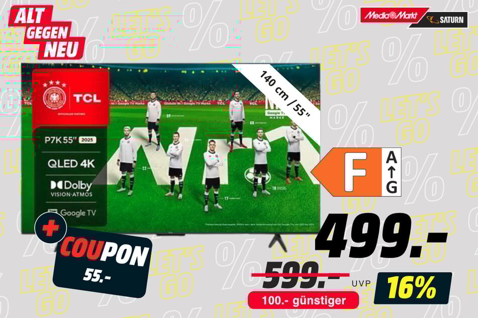 55-Zoll TCL-Fernseher für 499 statt 599 Euro.