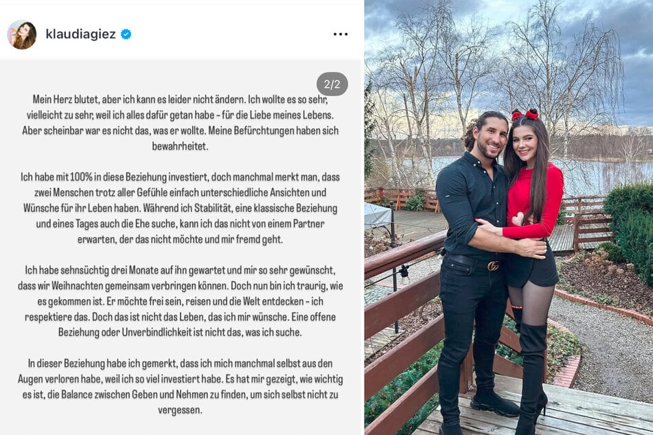 In einem traurigen Instagram-Post offenbarte Klaudia Giez (28) die Trennung von ihrem Freund Adriano.