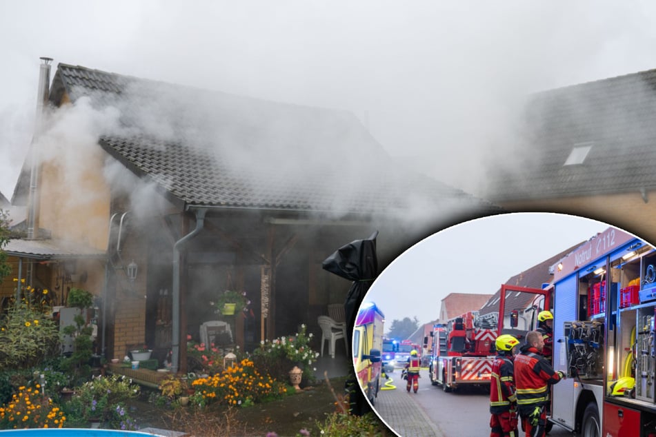 Dichter Rauch über Nordsachsen: Nebengebäude brennt, dann gehen die Flammen auf Wohnhaus über
