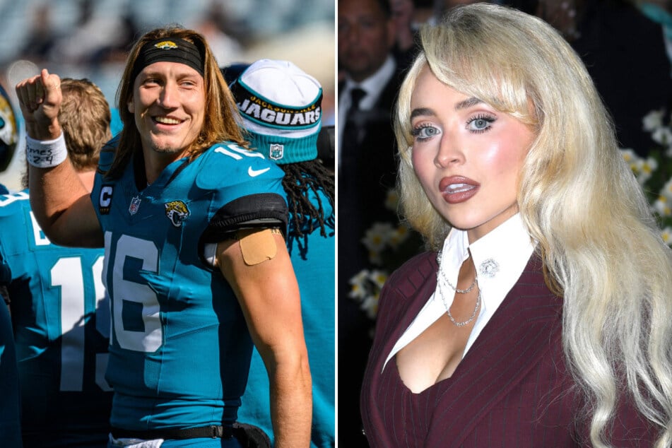 Sabrina Carpenter's (r.) sultry Juno moves star in the Jacksonville Jaguars' 2025 schedule reveal video!