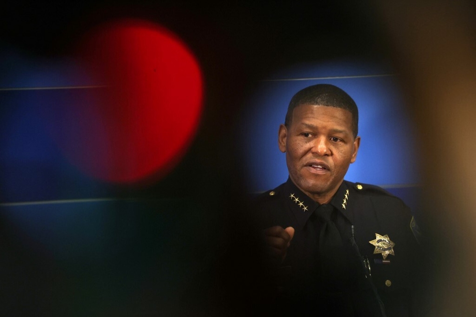 San Francisco police chief William Scott speaks during a press conference after the arrest of 38 year-old tech tech entrepreneur Nima Momeni.
