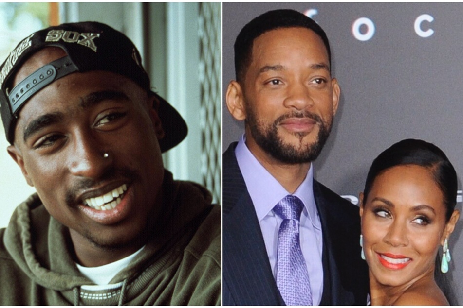 In his new memoir, Will, Will Smith (m) details the "raging jealously" he felt over Jada Pinkett Smith's (r) close friendship with the late Tupac Shakur (l).