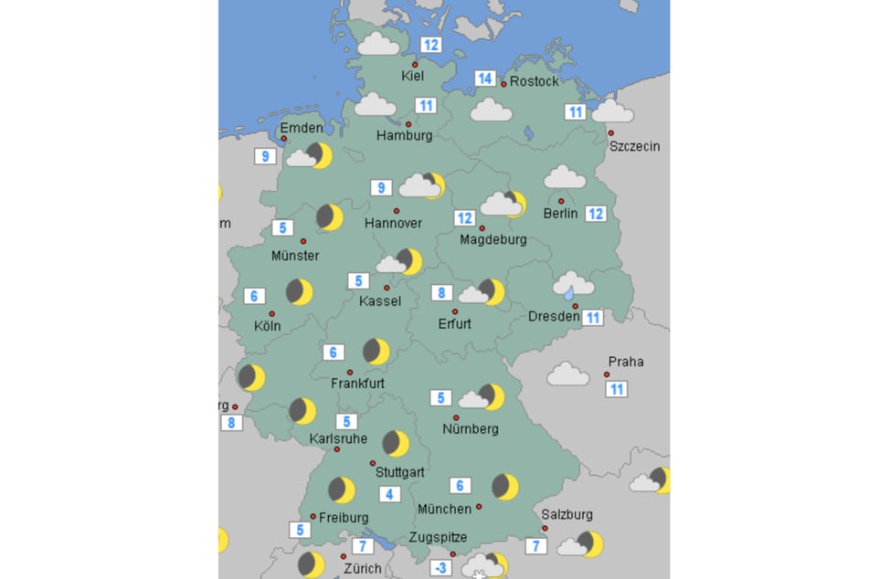 Nachts können die Temperaturen vor allem in Bayern bis auf den Gefrierpunkt sinken.