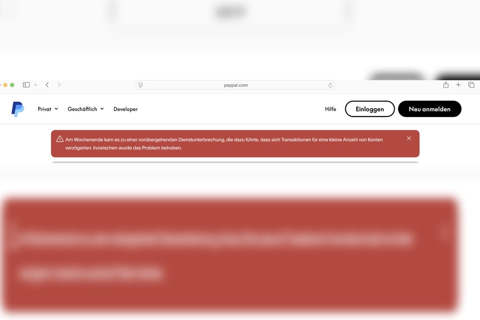 Diese Meldung ist im Hilfebereich von PayPal zu sehen.