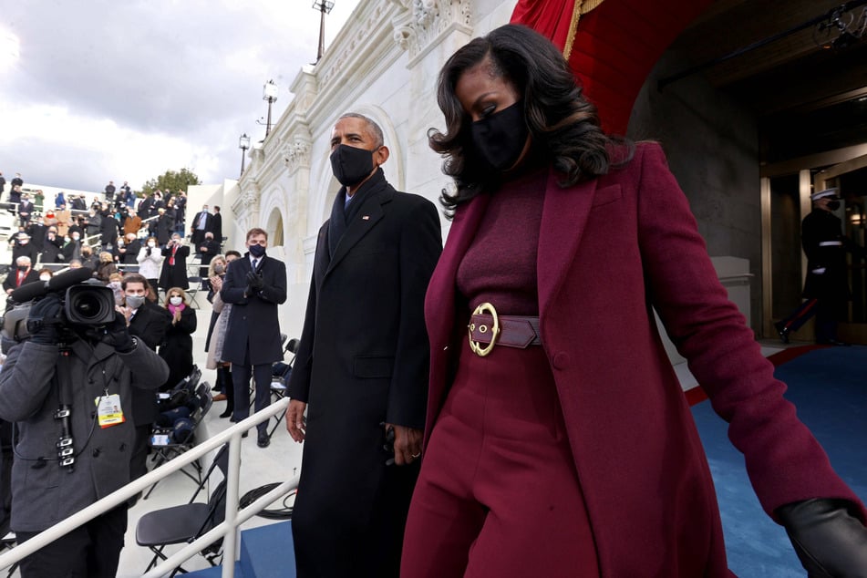 Michelle Obama turned heads with her stunning outfit when she arrived at the inauguration with her husband Barack.