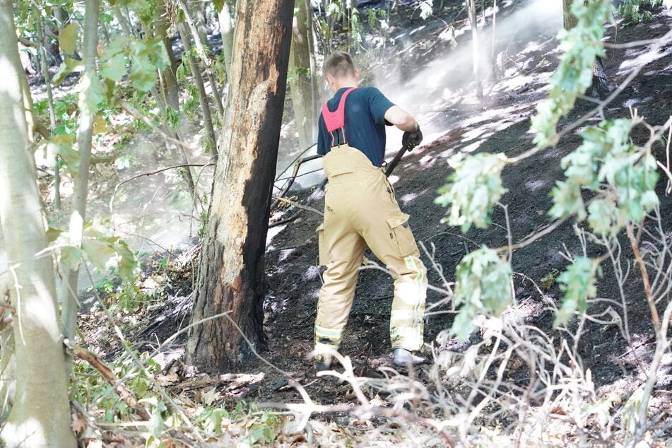 Am Dienstag führte die Feuerwehr Restlöscharbeiten durch.