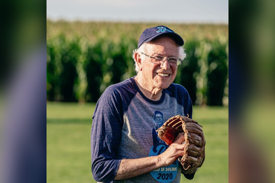 Bernie Sanders (79) took the mound in 2019 at Iowa's Field of Dreams.