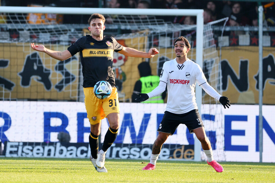 Dynamo-Leihgabe Oliver Batista Meier (r.) konnte zwar kaum Akzente setzen, verließ den Platz aber trotzdem als Sieger.