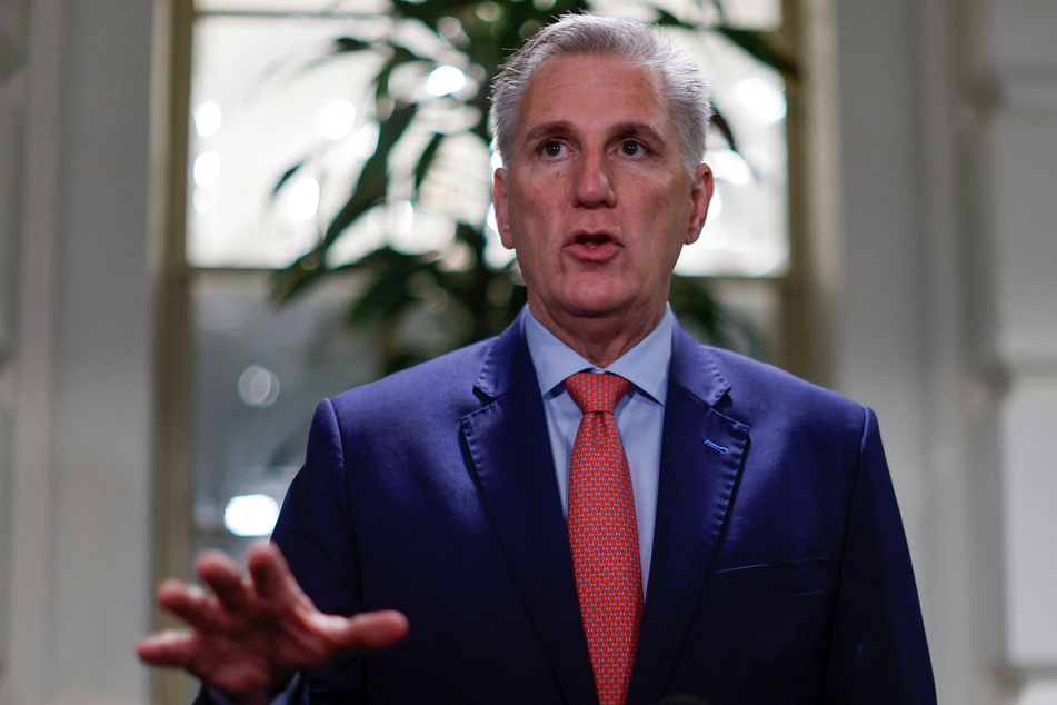 House Speaker Kevin McCarthy speaks with reporters about a looming shutdown of the US government.