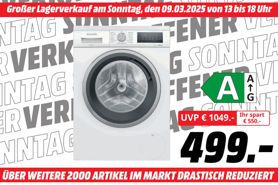 Siemens-Waschmaschine für 499 statt 1.049 Euro.