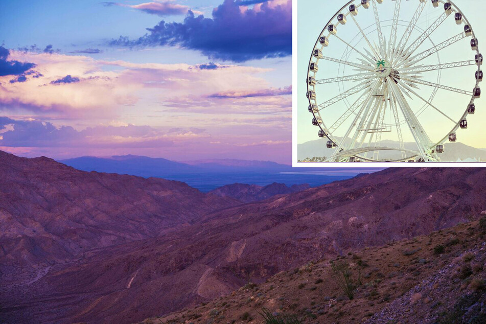 Coachella takes place in the desert of Indio, California, as is overlooked by an iconic ferris wheel (inset r.). After a two years hiatus due to Covid-19, the festival has finally returned for 2022.