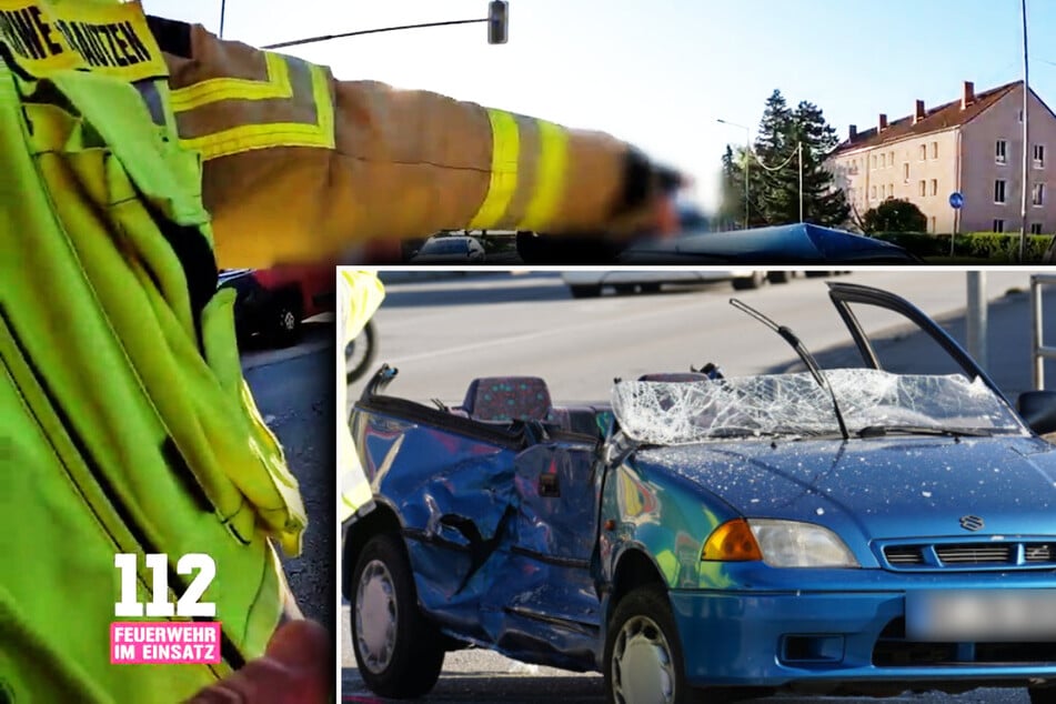 Suzuki-Dach nach Crash in Sachsen abgetrennt: "Eine ist eingeklemmt, die müssen wir rausschneiden"