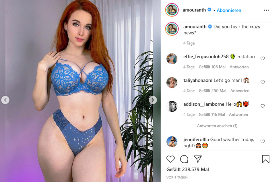 Auf Instagram hält Amouranth (27) ihre Follower auf dem neuesten Stand.