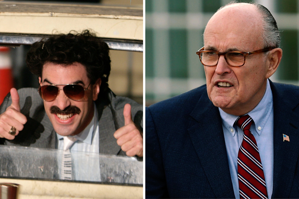 Sacha Baron Cohen (49, l.) macht vor nichts und niemandem Halt - auch nicht vor Rudy Giuliani (76, r.). (Montage)